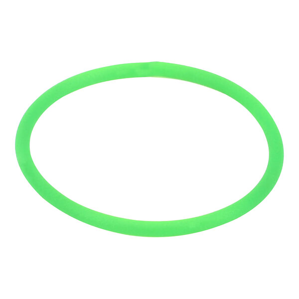 A green rubber belt with white circles on it.