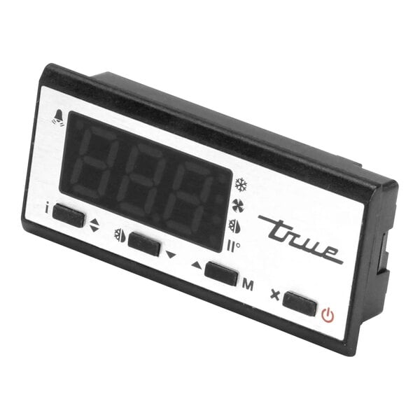 A True Refrigeration digital temperature display with a blue background.
