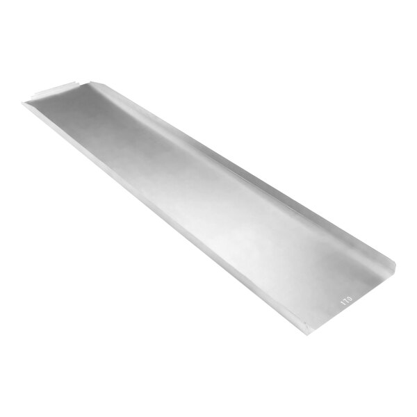 A closed metal finger plate on a white background.