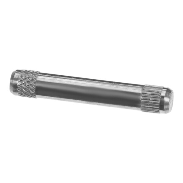 A close-up of a stainless steel Hobart bowl pin handle shaft.