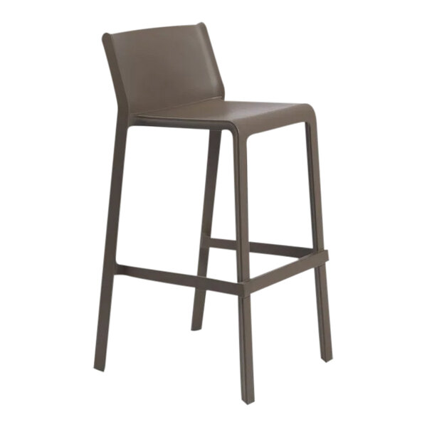 A brown Nardi Trill resin bar stool with a seat and back.