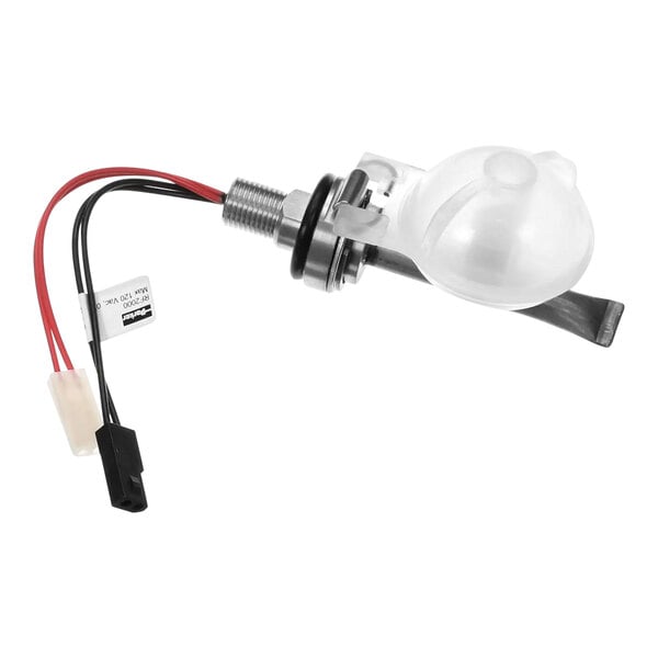 A close-up of a white and black 4-wire light bulb switch probe assembly.