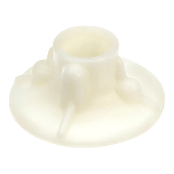 A white plastic object with holes on a white background.