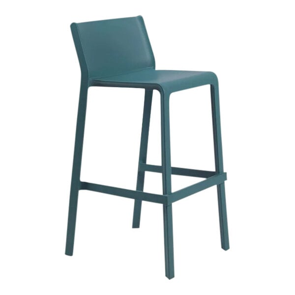 A dark green Nardi Trill Ottanio resin outdoor bar stool.