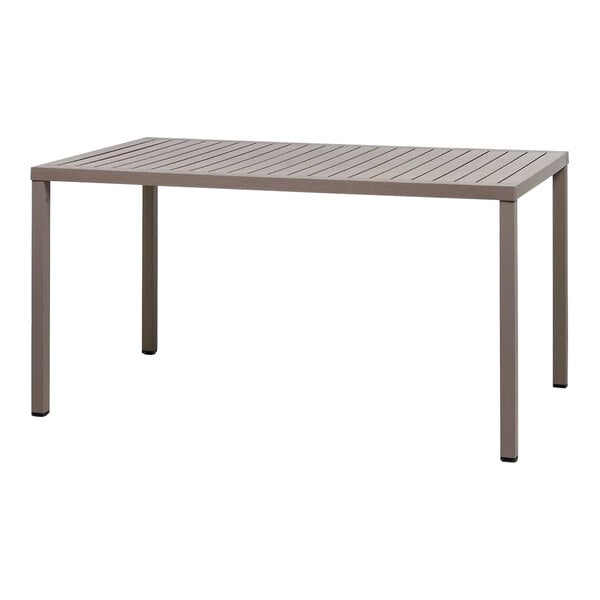 A Nardi rectangular tortora table with slats on it and legs.