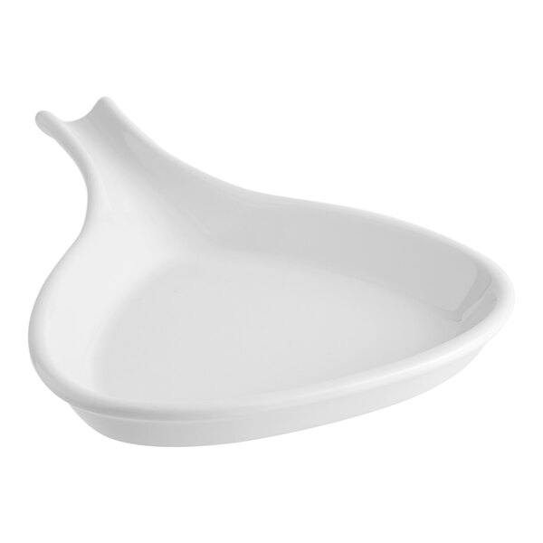 A white Acopa stoneware fry pan server.