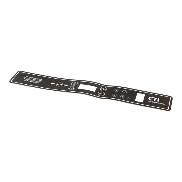 A black Lincoln membrane button fascia with white buttons.