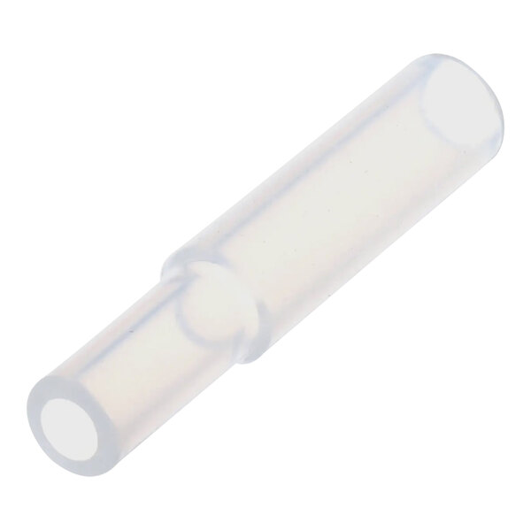 A clear silicone tube with a white connector at one end.