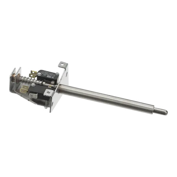 A metal door assembly with a metal rod.