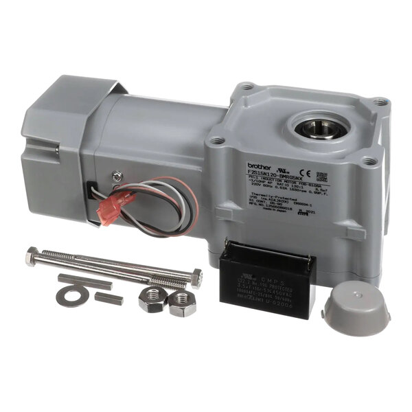 A Follett Corporation gearmotor with wires and screws.