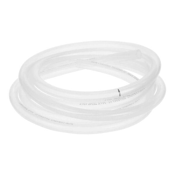 A close-up of a white silicone tube with a white circle at the end.