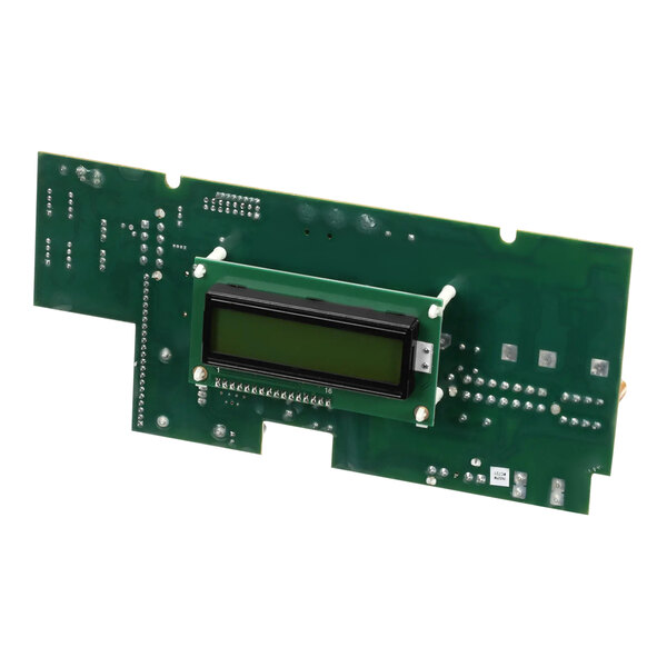 A green circuit board with a green lcd display.