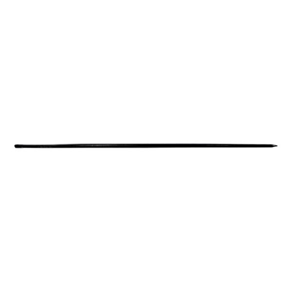 A long black stick with a white background.