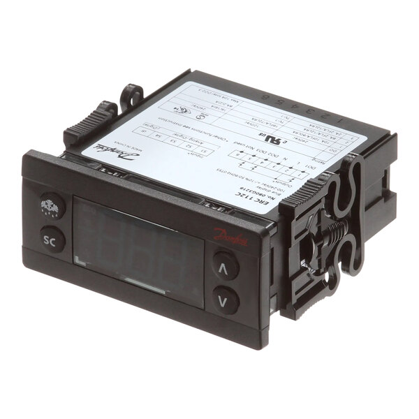 A black Hoshizaki digital temperature controller with a white label.