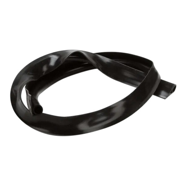 A black rubber gasket for a rack oven door on a white background.