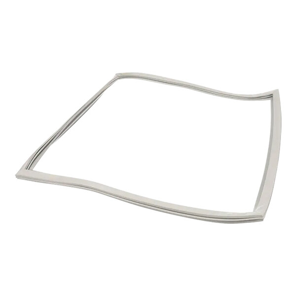 A white rubber door seal for a refrigerator with a white background.