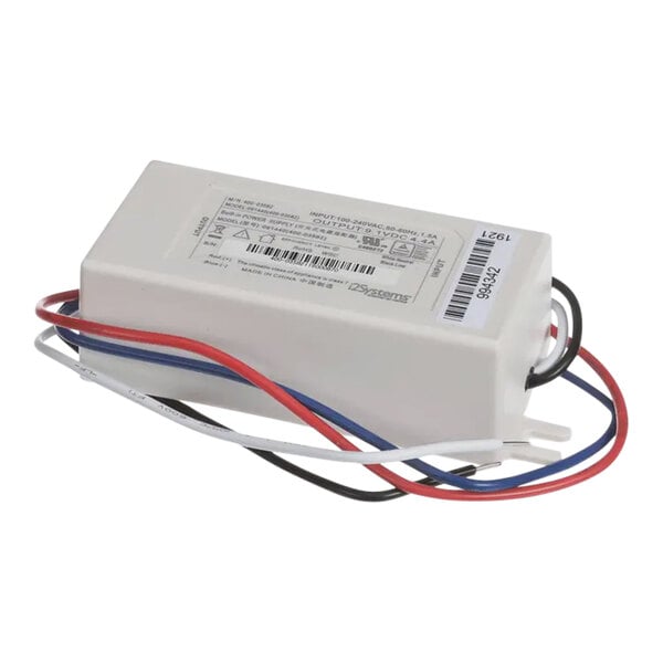 A white True Refrigeration LED driver with red and white wires.