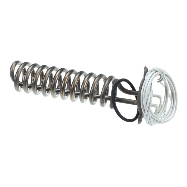 A Stero heater element coil with a white wire attached.