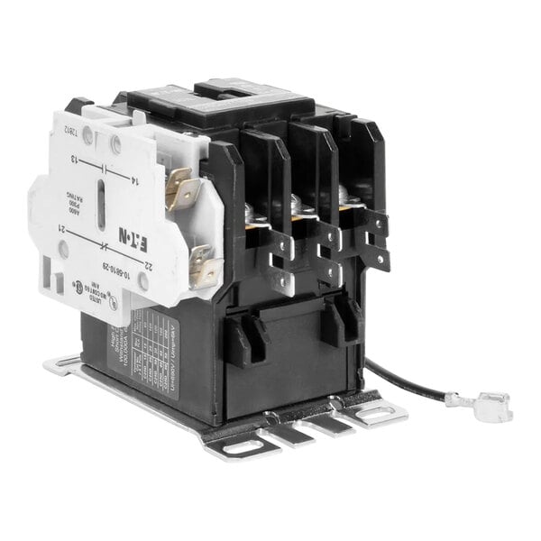 A Hobart 3 pole contactor kit with black and white electrical components.