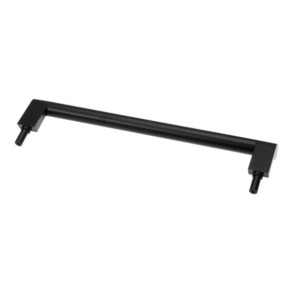 A black metal Turbo Air Refrigeration door handle with two screws.