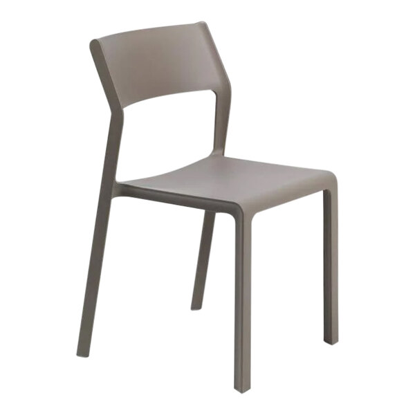 A gray plastic Nardi Trill Bistrot outdoor dining chair.