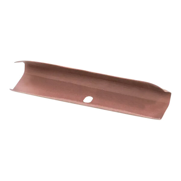 A brown rectangular metal bar with holes.