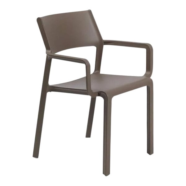 A brown plastic Nardi arm chair with armrests.