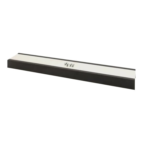 A long black rectangular drawer with a white stripe.