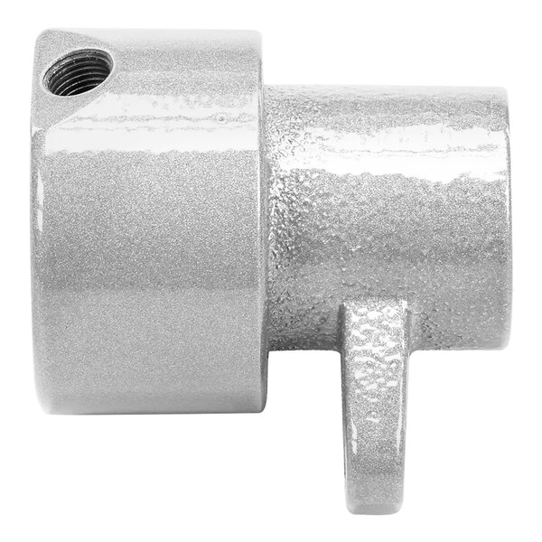 A close-up of a silver metal Hobart clutch hub assembly handle with a screw.