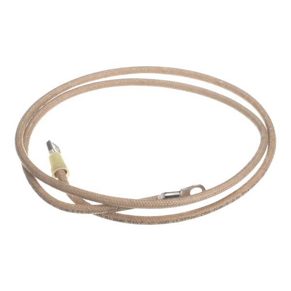 A brown Crown Verity Micamat wire with a metal connector.
