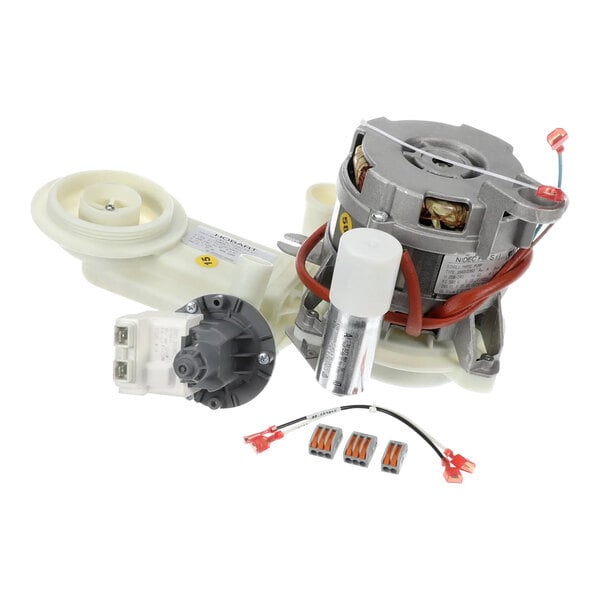 A Stero dishwasher wash pump assembly kit with a motor and electrical components.