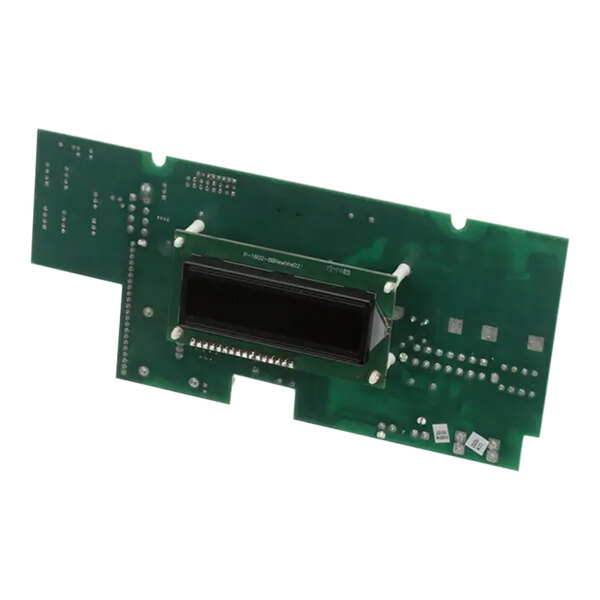 A green Bunn control board with a black rectangular chip.