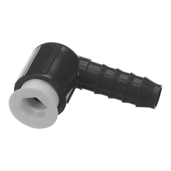 A black plastic tube with white plastic inserts.