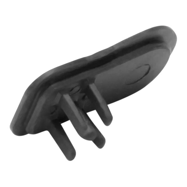 A black plastic Bunn mixing chamber lid with three prongs.