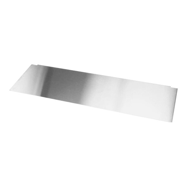 A silver rectangular stainless steel lid for a Crown Verity outdoor grill.