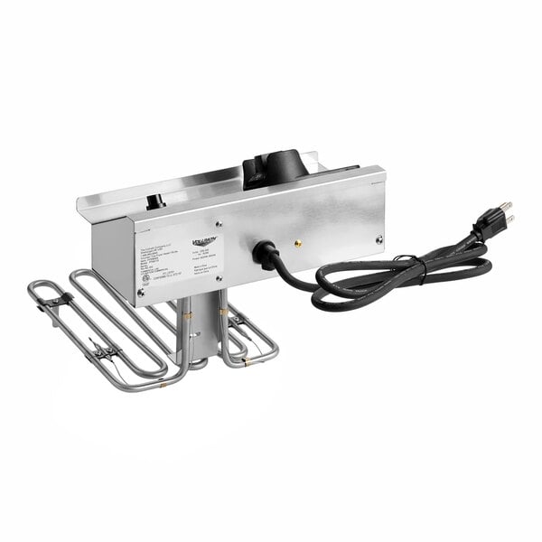 An electric fryer heating element box component with a power cord, designed for use with a countertop fryer.