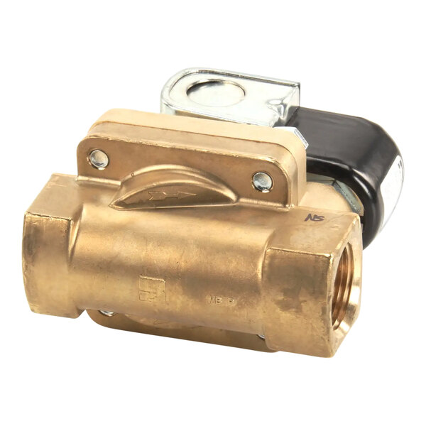 A close-up of a brass Stero steam valve with a black cover.