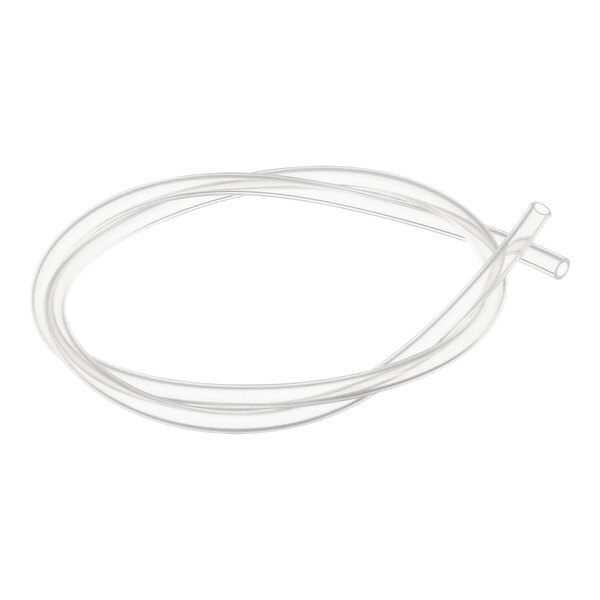 A clear silicone tube with a curved shape.
