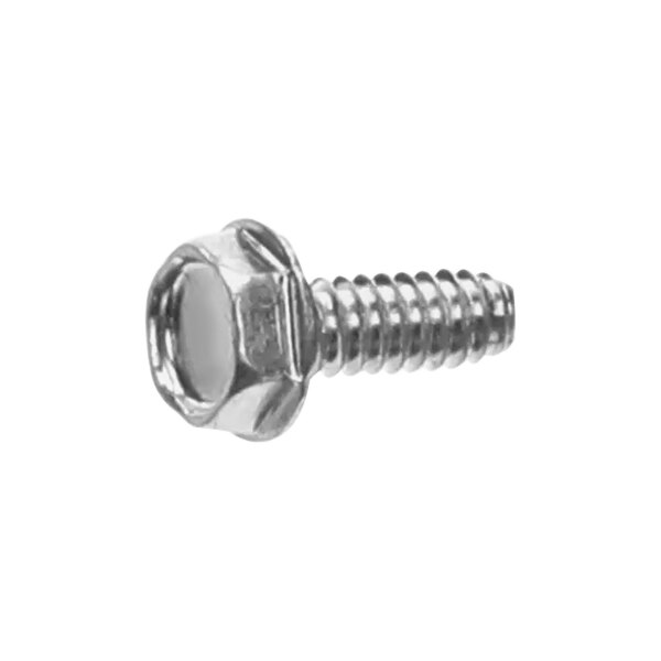 A close-up of a Hobart hex head screw on a white background.