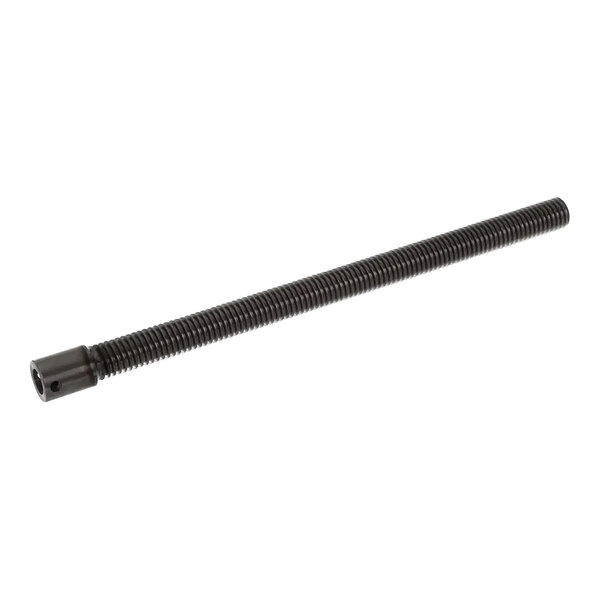 A black metal rod with a threaded end and a nut.