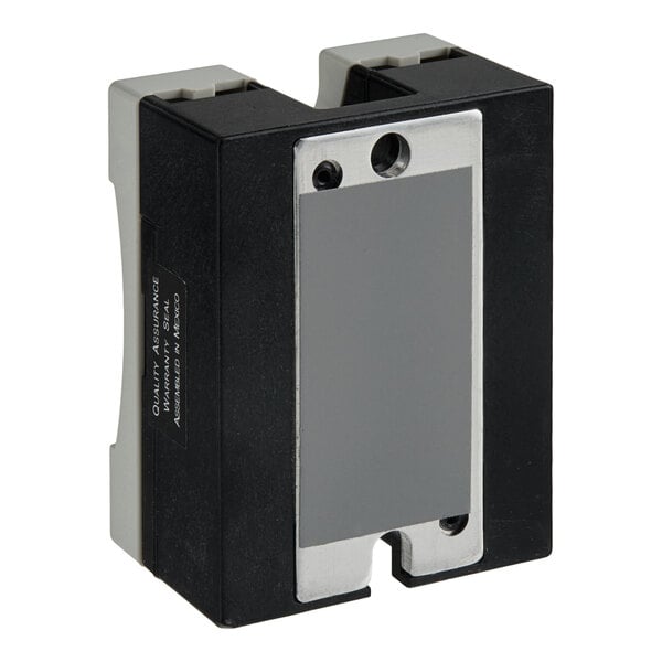 A single-pole solid state relay with a black and silver rectangular body.