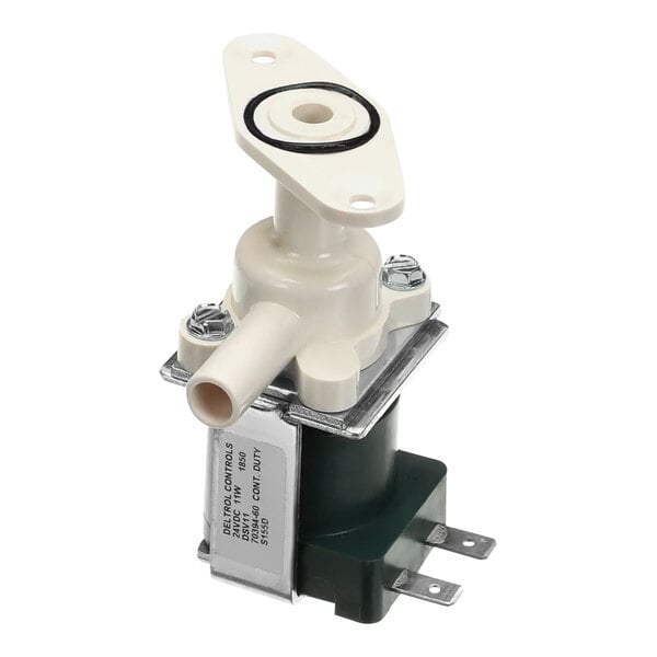 A white device with black and green accents.