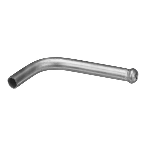 A silver curved metal pipe.