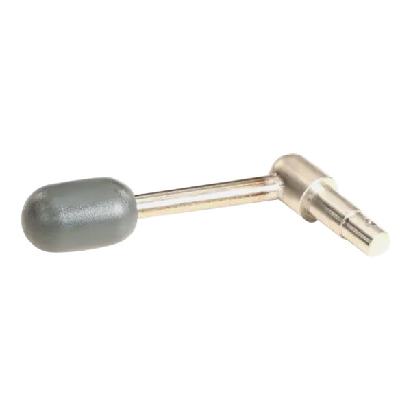 A metal tube with a grey ball on the end.