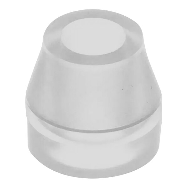 A close up of a white grommet with a white circle in the middle.