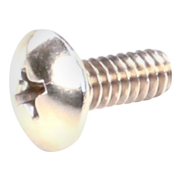 A close-up of a Vulcan screw with a metal head.