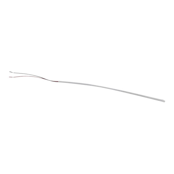 A long white wire with red shrink tubing on the end.