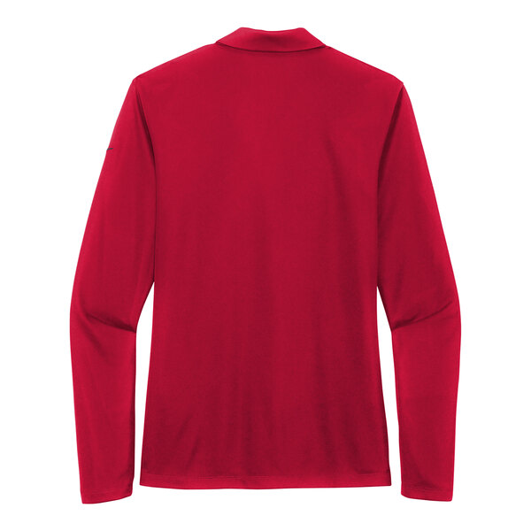 A red Nike long sleeve polo shirt.