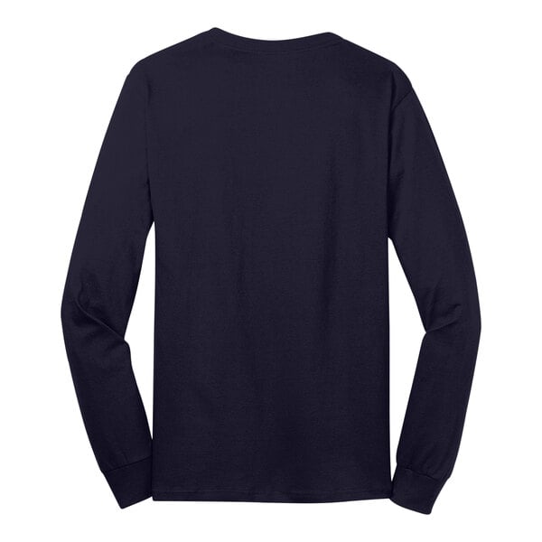 A navy Port & Company long sleeve T-shirt.