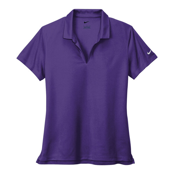 A purple Nike polo shirt with a white swoosh.